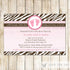 pink brown zebra invitation