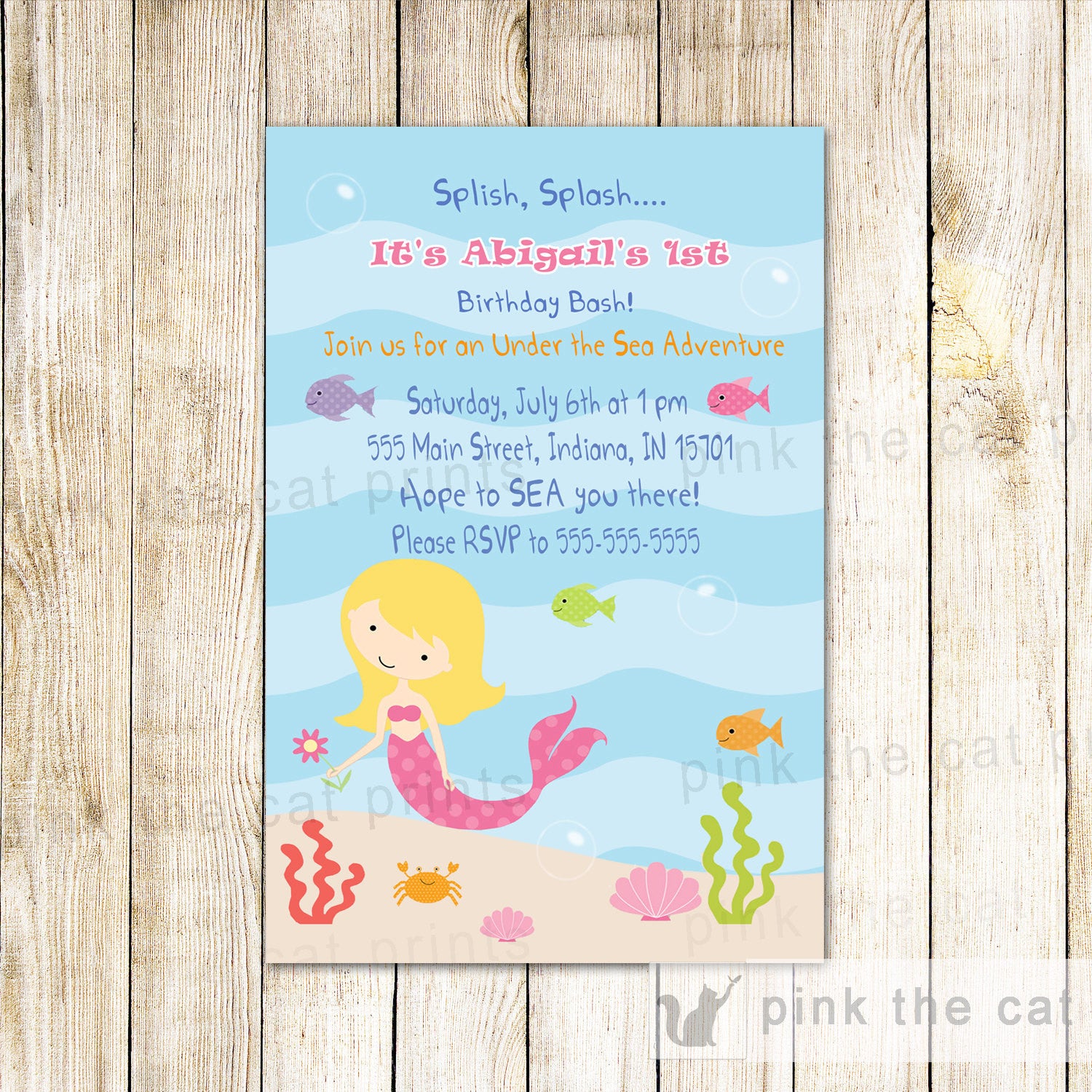 Mermaid Invitation Girl Birthday Party