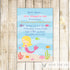 Mermaid Invitation Girl Birthday Party