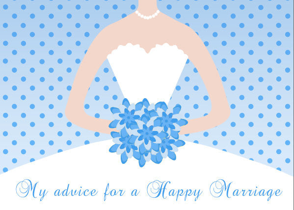 Bridal Shower Advice Card Blue Polka Dots