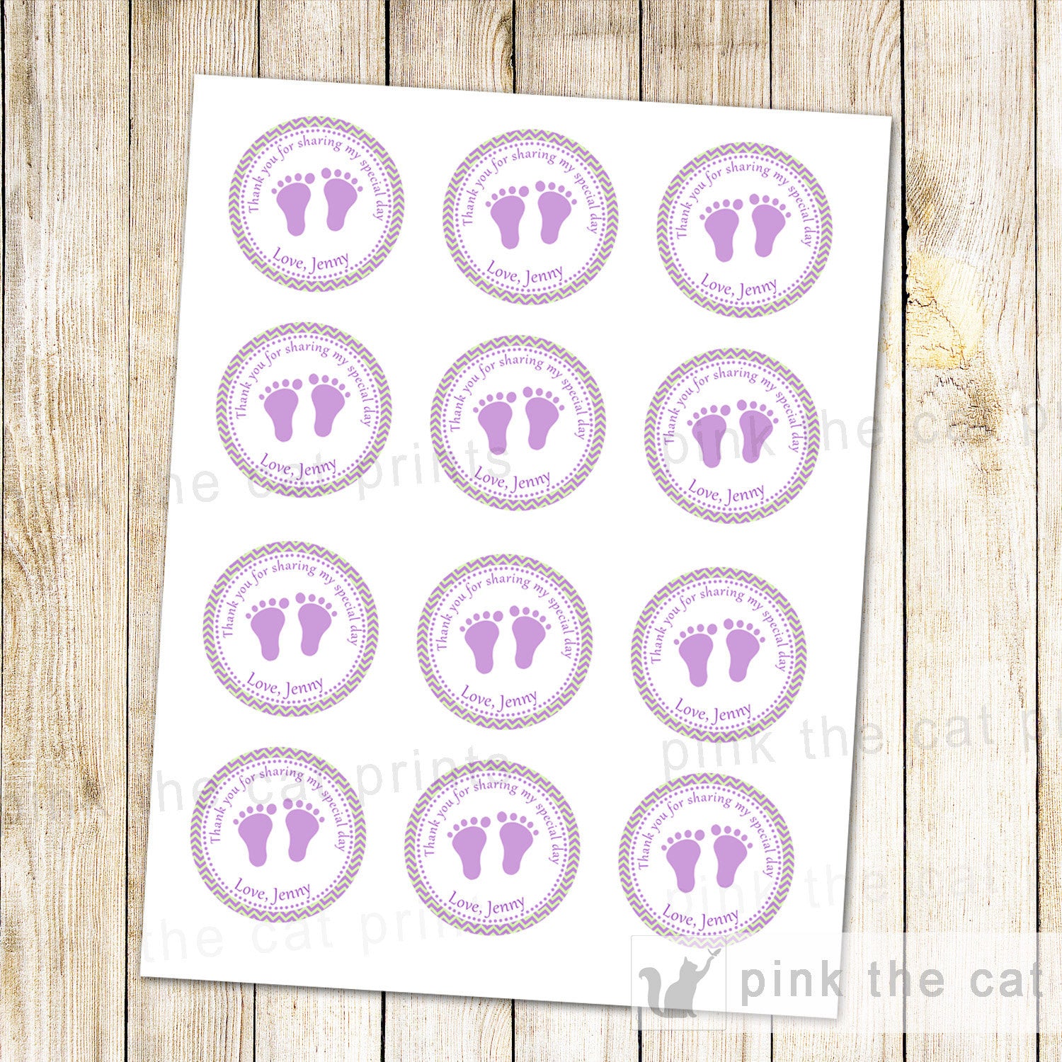 Purple Mint Green Labels Baby Shower Labels Baby Girl Shower Labels Thank You Tags Feet Baby Sprinkle Thank You Label Gift Favor Label