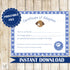 Certificate of Adoption Puppy Birthday Party Blue