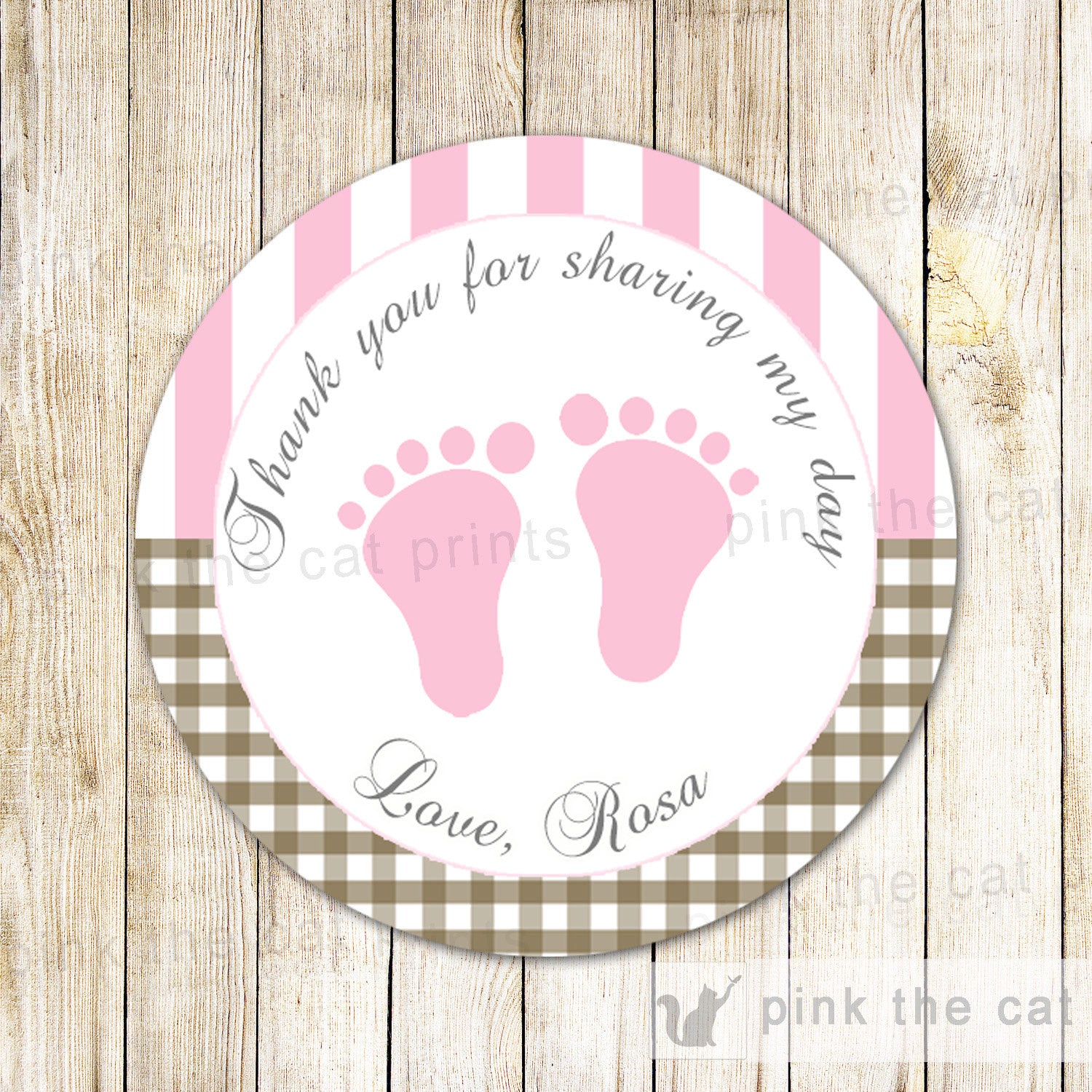 Pink Brown Gift Favor Label Favor Tags Baby Girl Shower Sticker