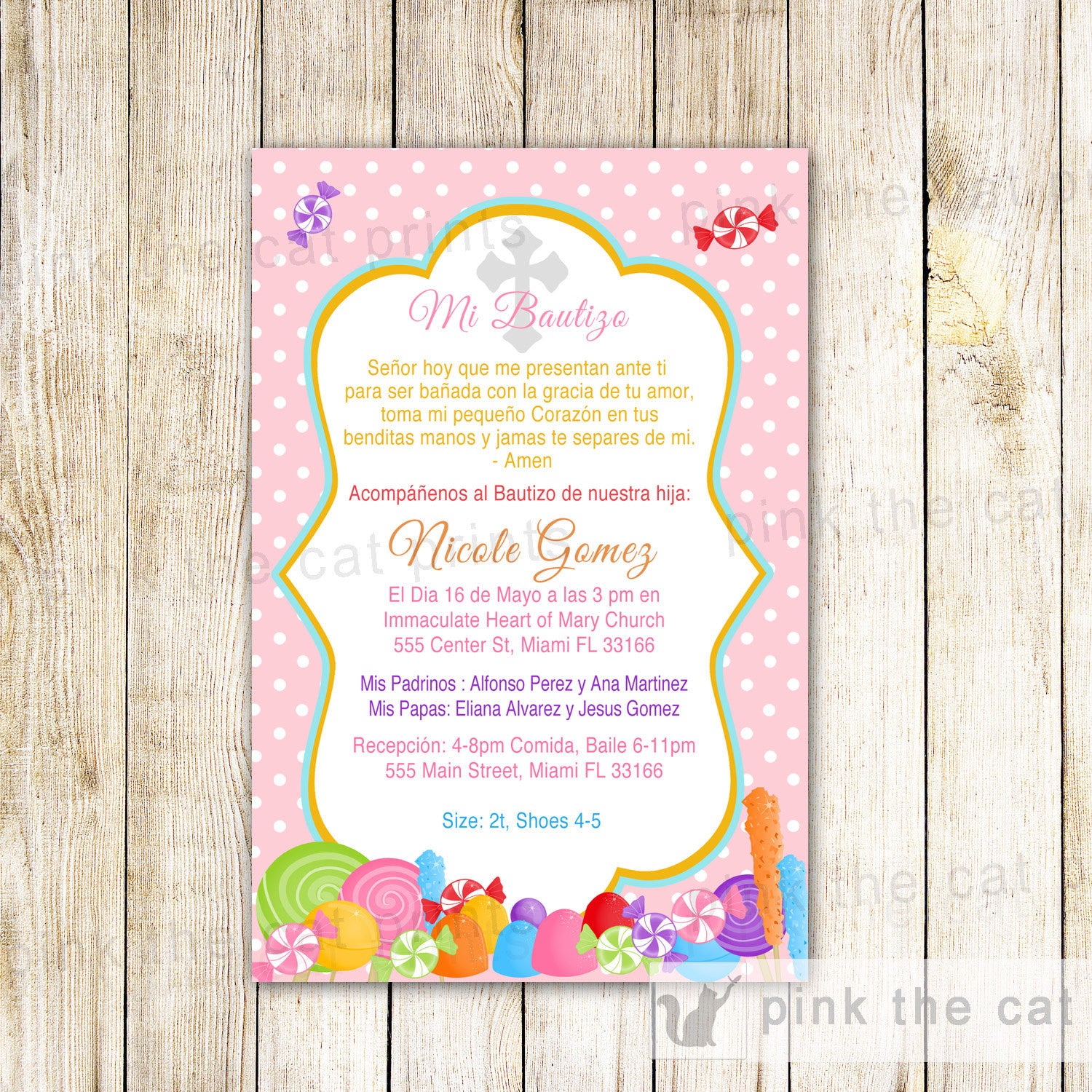 candy baptism invitation