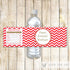 Red Chevron Bottle Label Birthday Baby Shower Wrapper