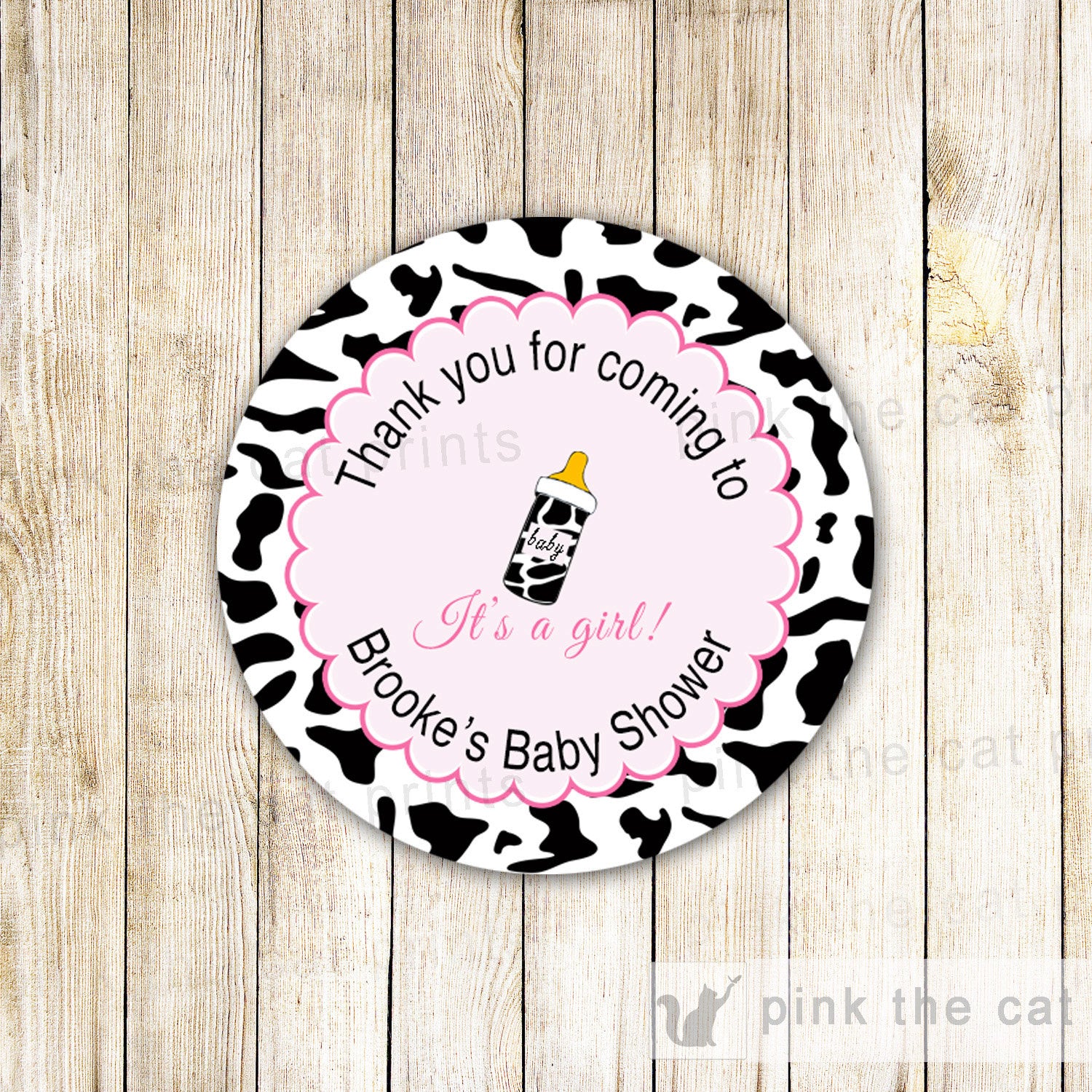 Cowgirl Baby Shower Thank You Tag Favor Label Sticker Pink