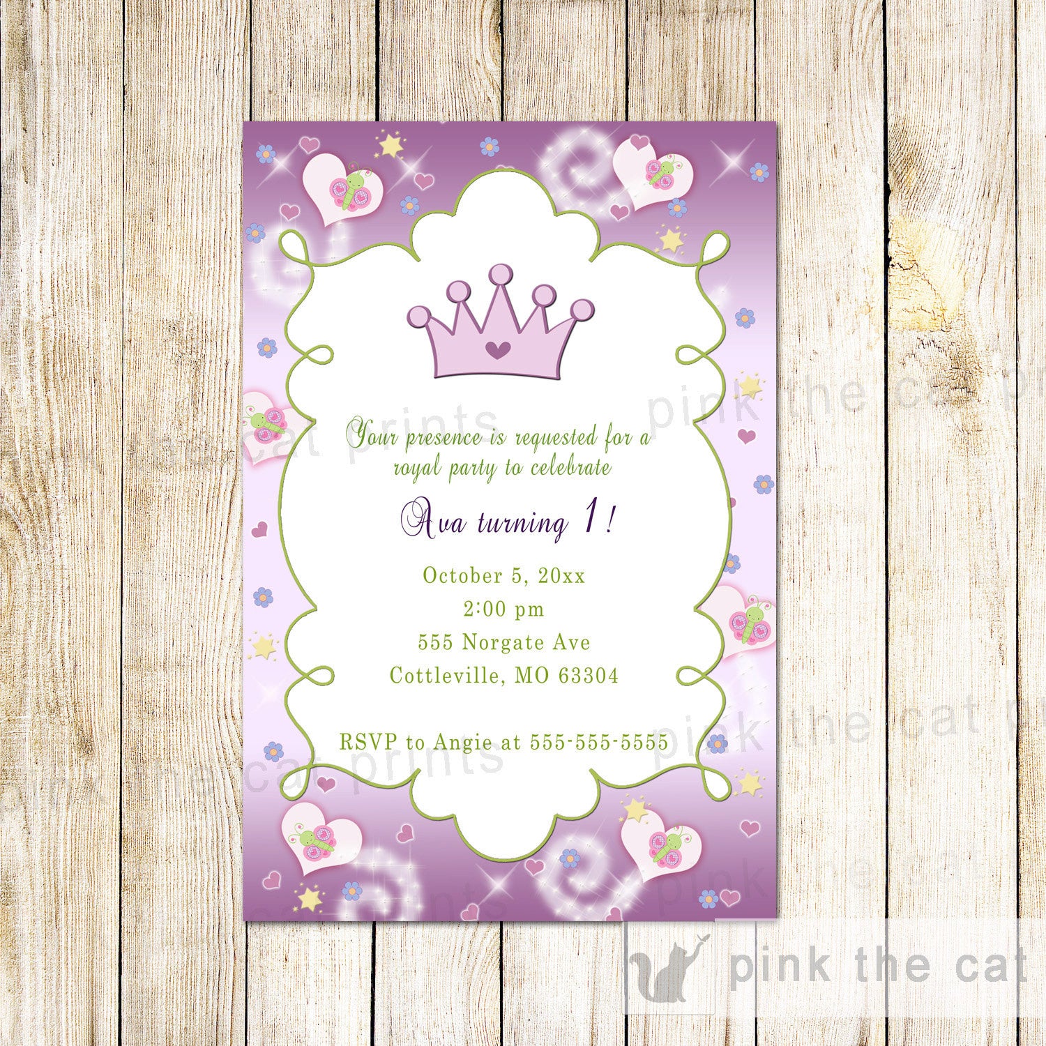 purple princess invitation