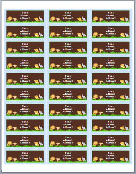 Jungle Address Labels - Blue Brown Safari Return Address Labels Kids Birthday Party Label Baby Boy Shower Sticker Editable INSTANT DOWNLOAD