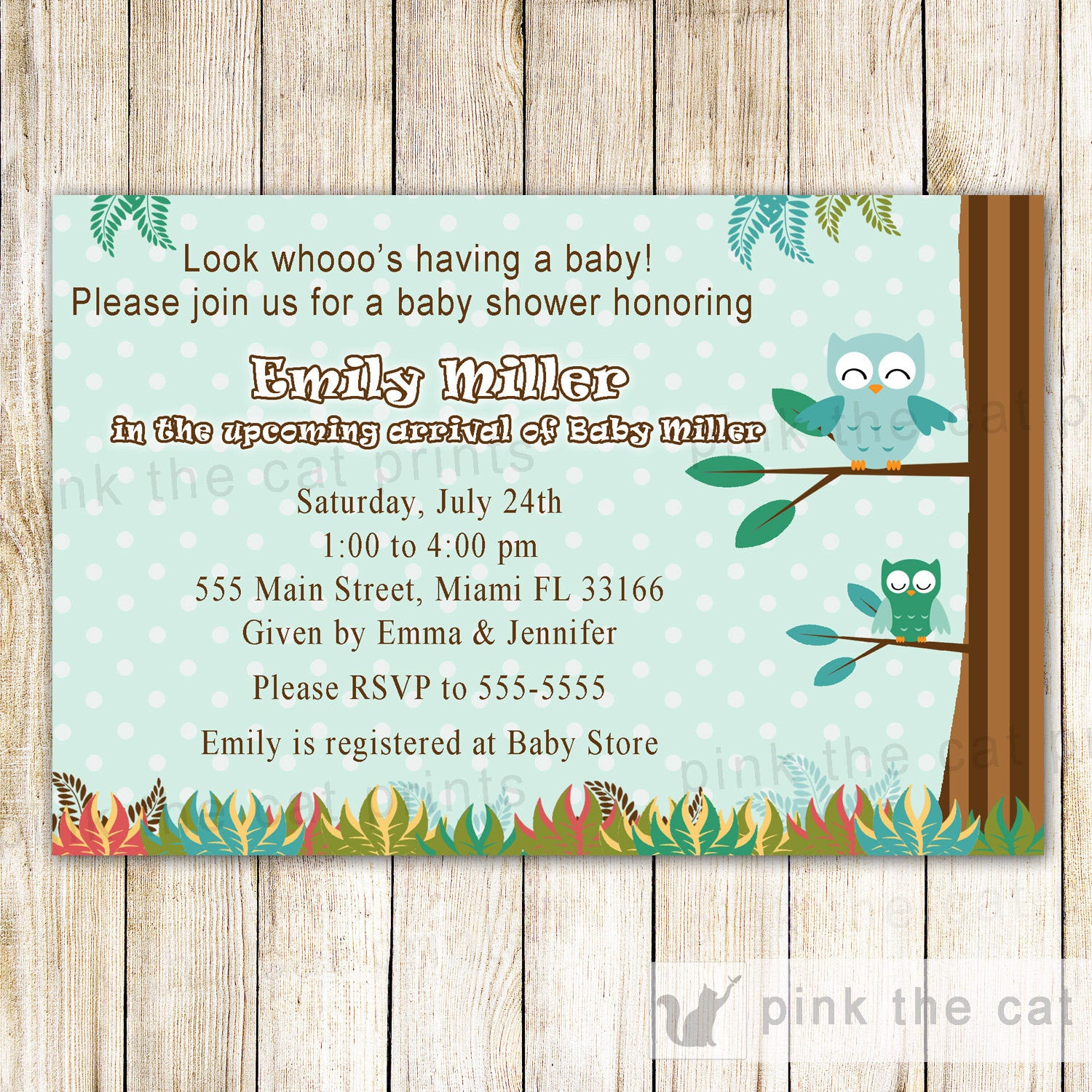 unisex owl baby shower invitation