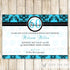 Turquoise Black Adult Birthday Party Invitation