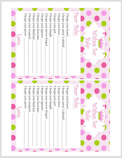 Wishes for Baby Card Princess Pink Green