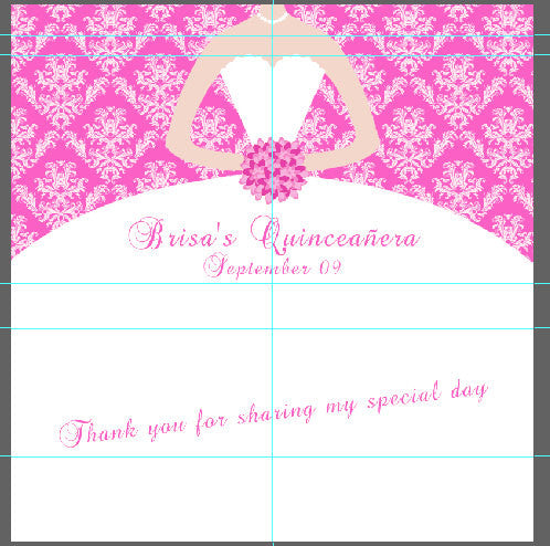 Quinceañera Candy Label Wrapper Hot Pink Sweet 16 Dress
