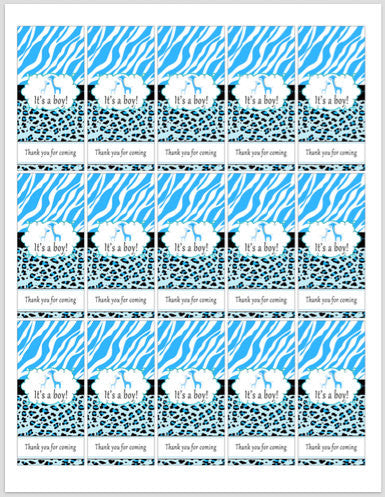 Blue Giraffe Mini Candy Labels Baby Boy Shower