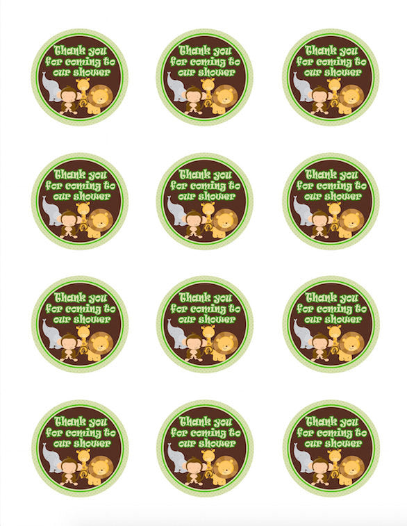 Jungle Thank You Tag - Green Jungle Baby Shower Stickers Jungle Tags Party Decorations Birthday Favors Baby Shower Favors INSTANT DOWNLOAD