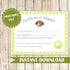Certificate of Adoption Puppy Birthday Party Green
