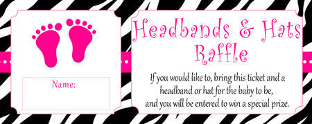 Headbands And Hats Raffle Baby Shower Raffle Game Activity Baby Girl Shower Zebra Baby Sprinkle Shower Party Ideas INSTANT DOWNLOAD