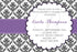 Adult Birthday Invitation Purple Black Damask