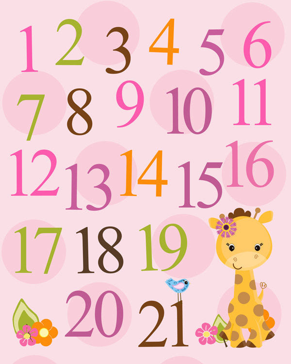 Nursery Bedroom Decoration Pink Animals Birthday Baby Girl Shower Gift