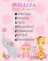 Nursery Bedroom Decoration Pink Animals Birthday Baby Girl Shower Gift