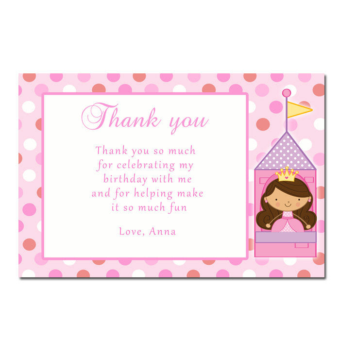 Princess Thank You Card Princess Thank You Note Princess Message Card Birthday Thank You Princess Birthday Baby Girl Shower INSTANT DOWNLOAD