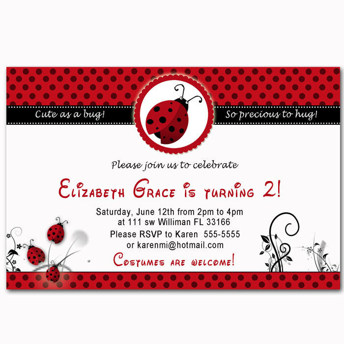 ladybug birthday invitation