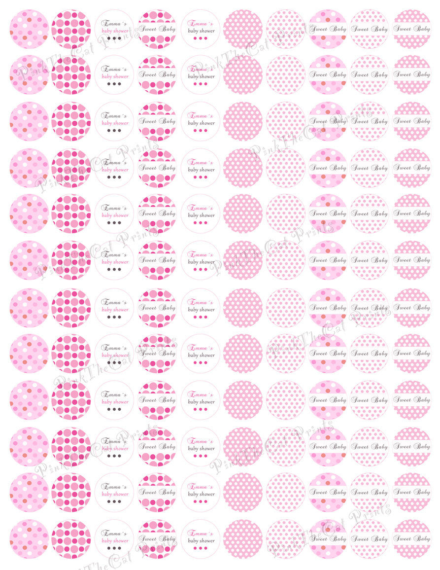 Pink Small Candy Label Sticker Baby Shower Birthday