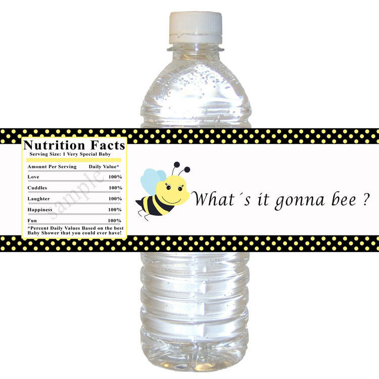 Bee bottle label gender reveal baby shower printable