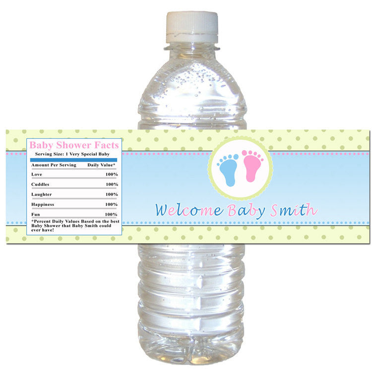 Baby Shower Bottle Label Blue Pink Gender Reveal Printable