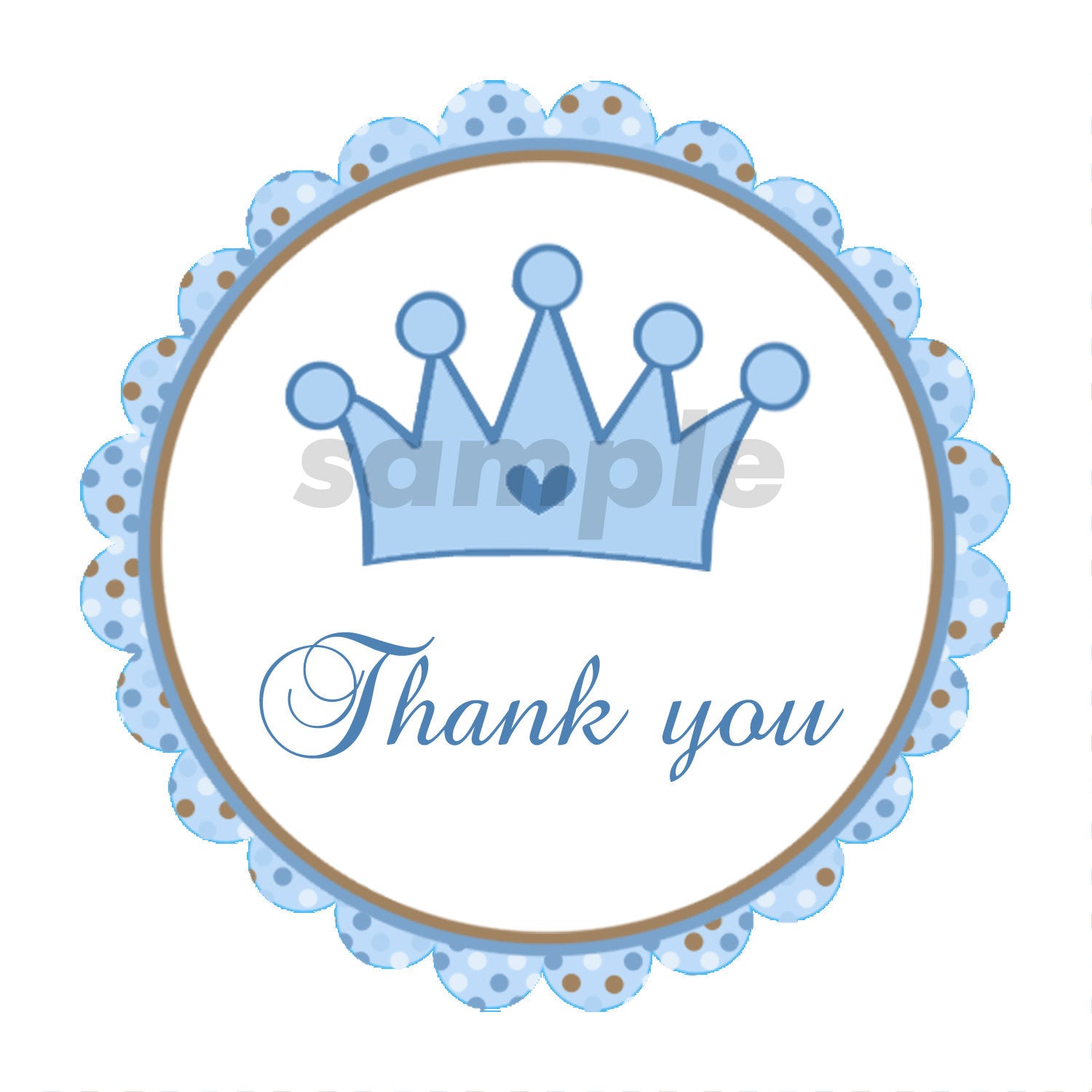 Prince Labels - Prince Tags Prince Thank You Stickers Prince Baby Shower Labels Blue Brown Prince Crown - Prince Favor Tag INSTANT DOWNLOAD