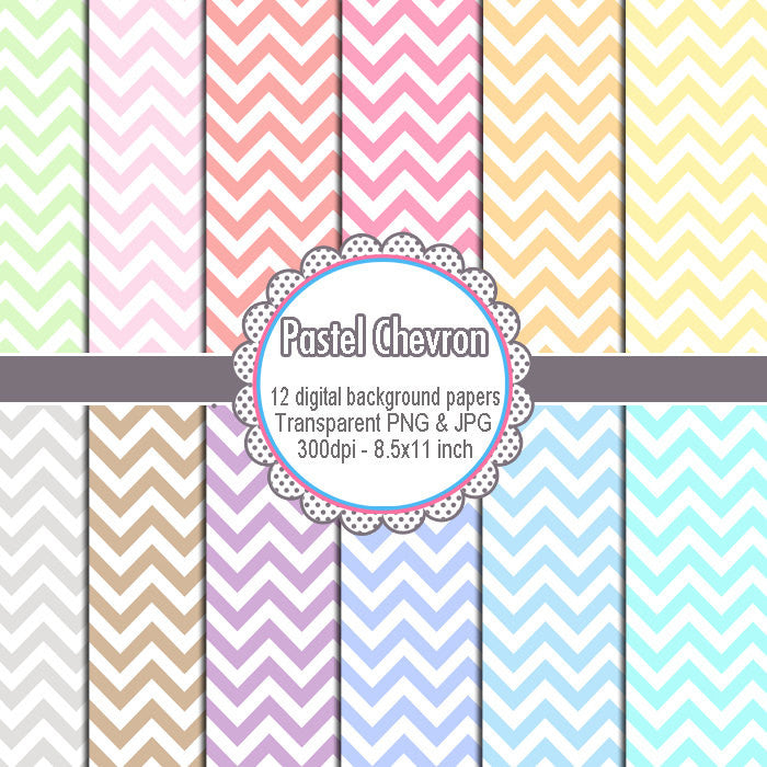 Chevron Clipart Pastel Colors Zig Zag Digital Background Papers