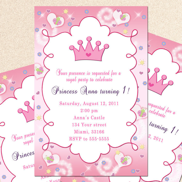 First Round Invitations 1st Birthday Invitation Princess Theme