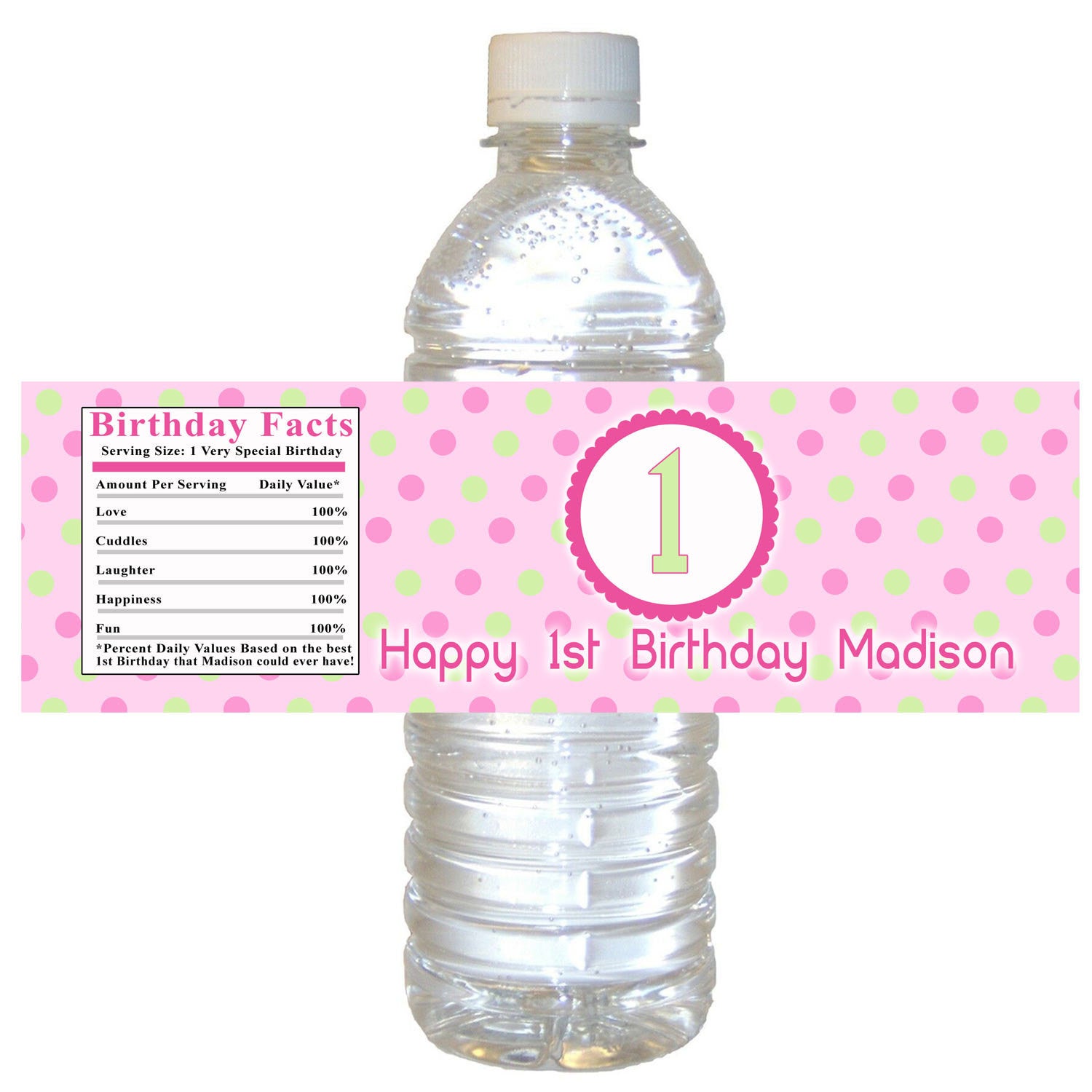 Green Pink Bottle Label Girl Birthday