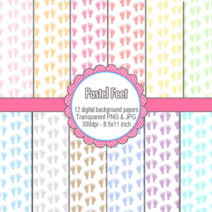 Baby Feet Clipart Digital Background Baby Shower Girl Boy