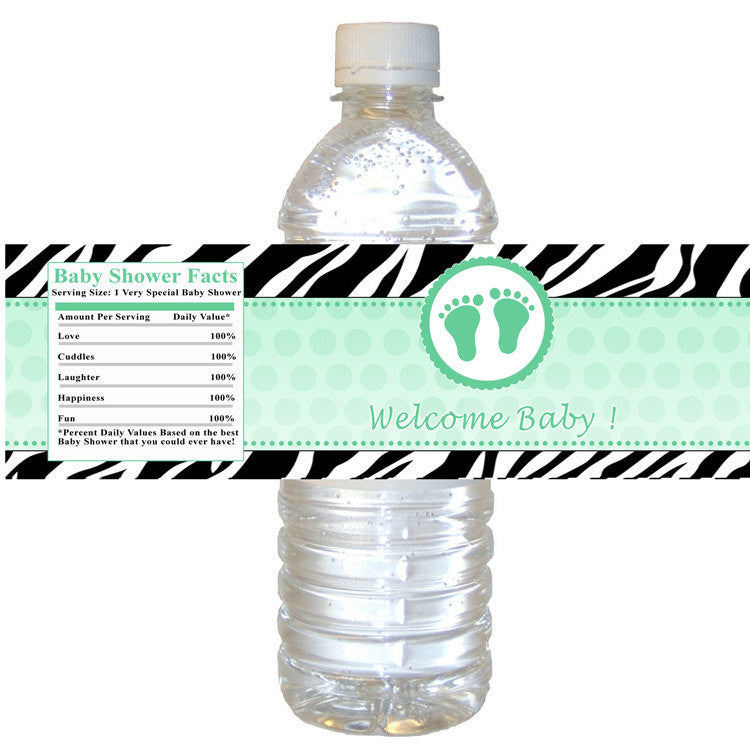 Baby Shower Feet Mint Bottle Label