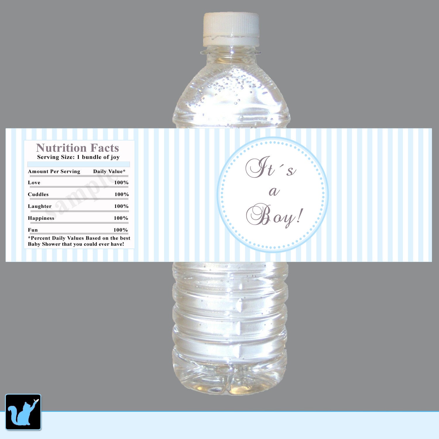 Blue Stripes Its a Boy Baby Shower Bottle Label Printable
