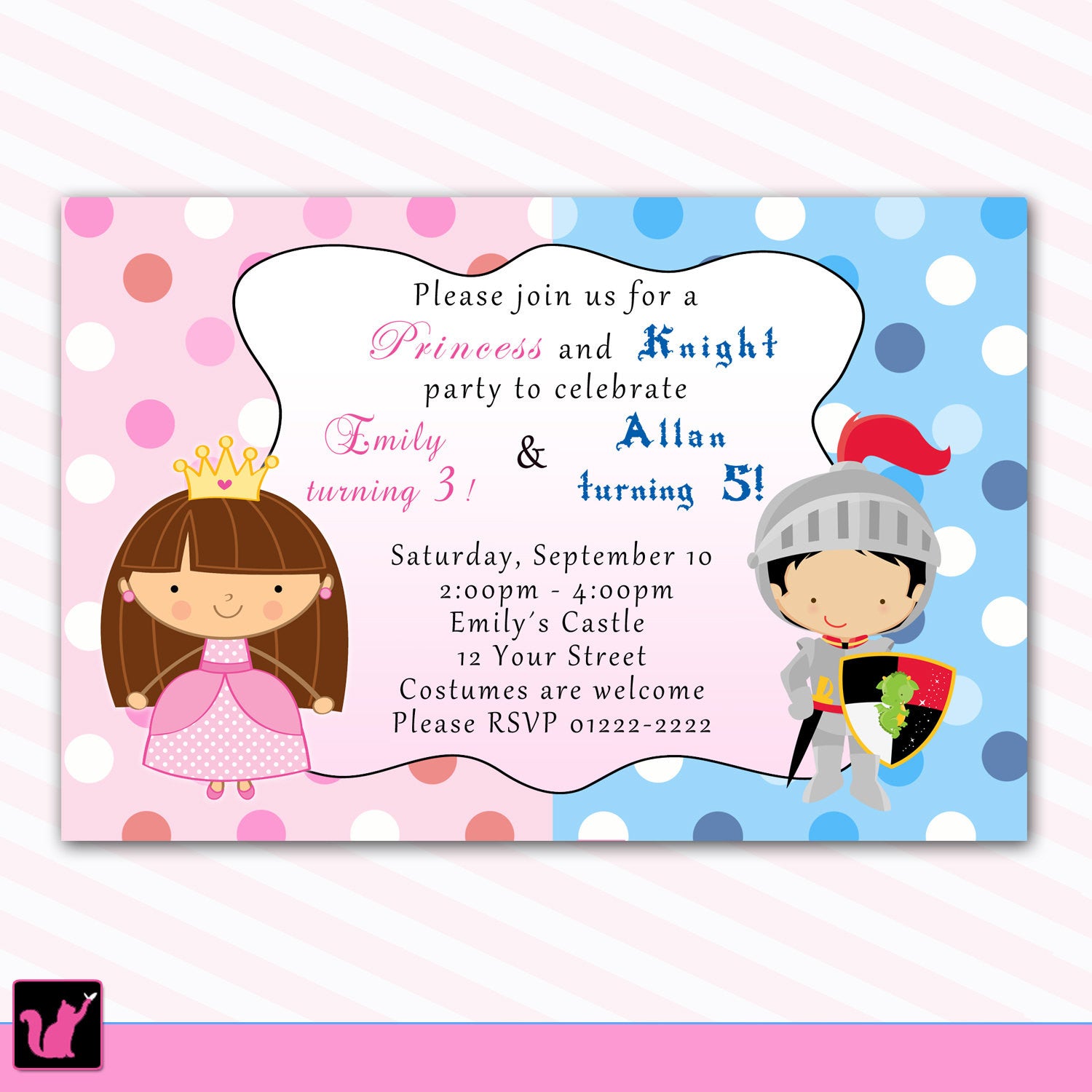 princess knight invitation