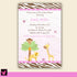 pink zebra jungle invitation