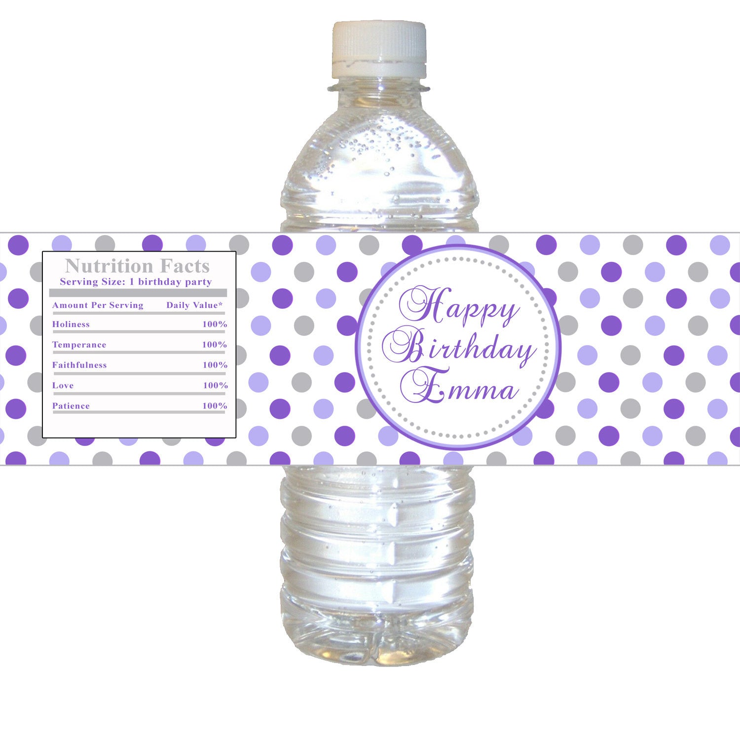 Purple Gray Bottle Label Birthday Baby Shower