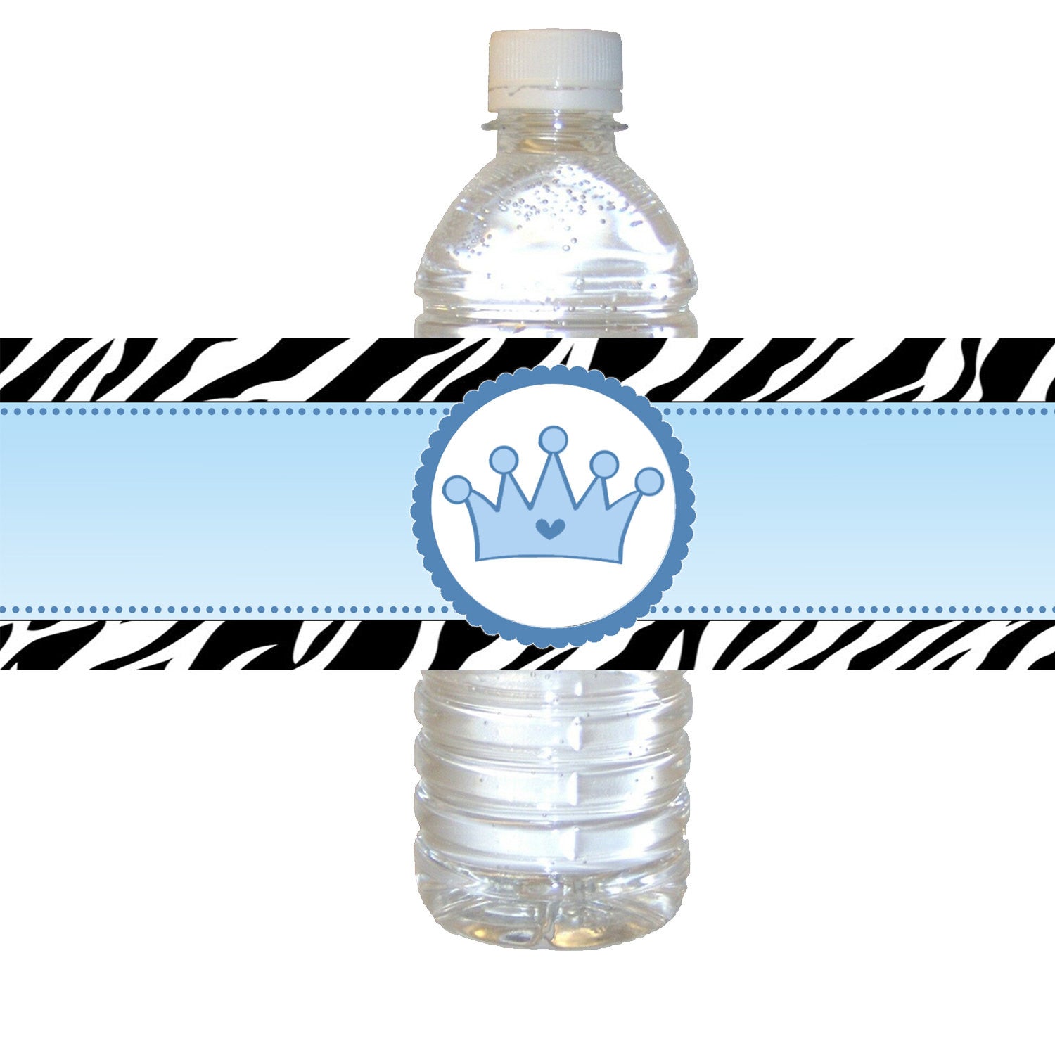 Blue Prince Zebra Bottle Label Birthday Baby Shower Printable