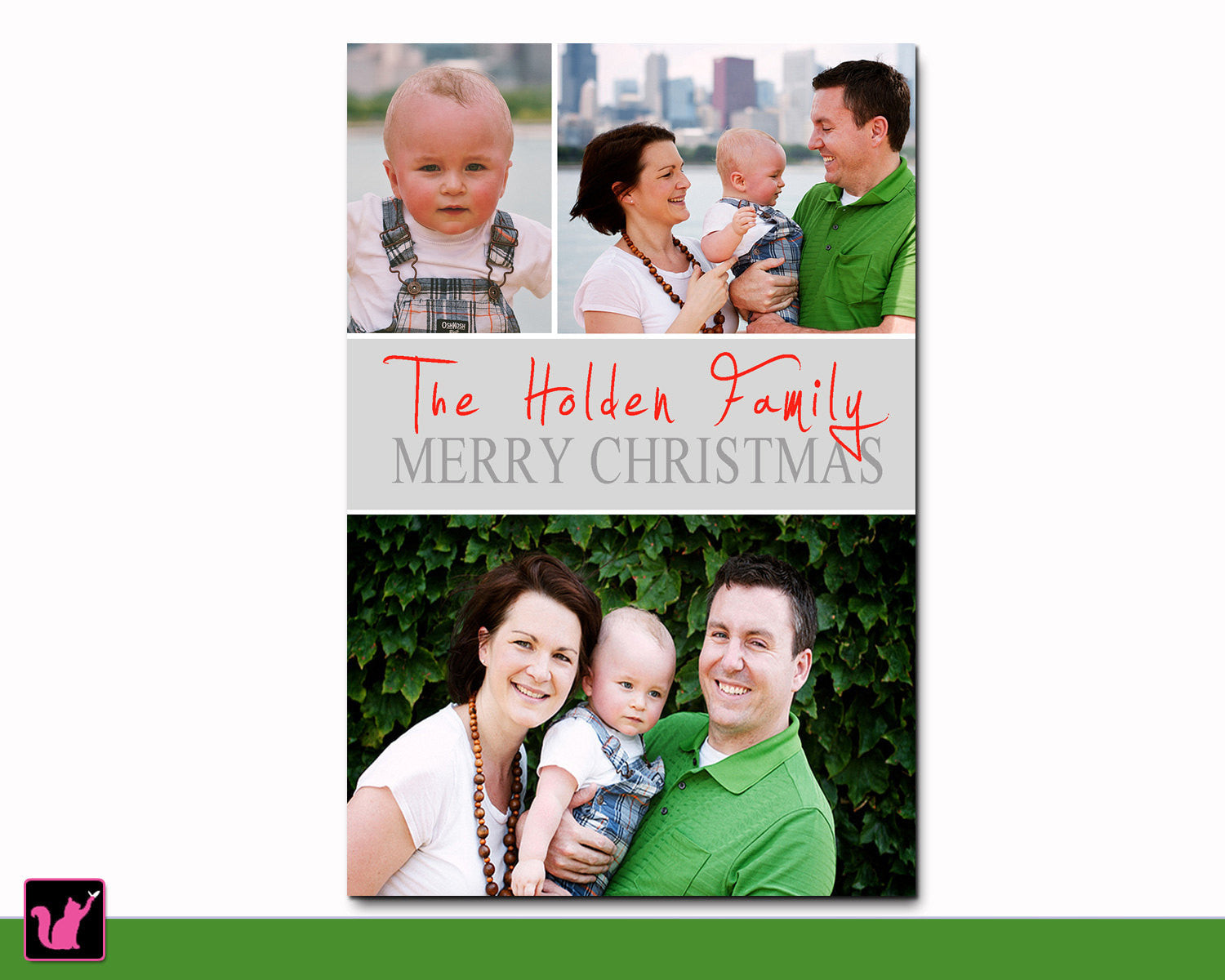 Christmas Greeting Card Family Name Personalized With Pictures Printable