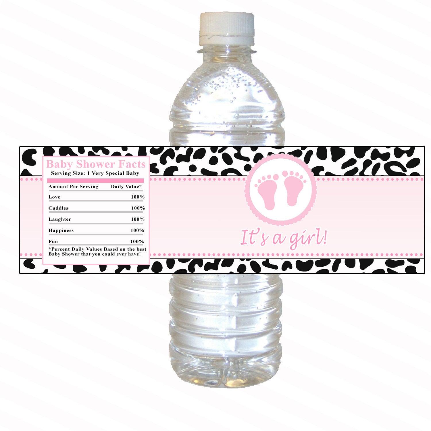 Pink Leopard Bottle Label Baby Girl Shower