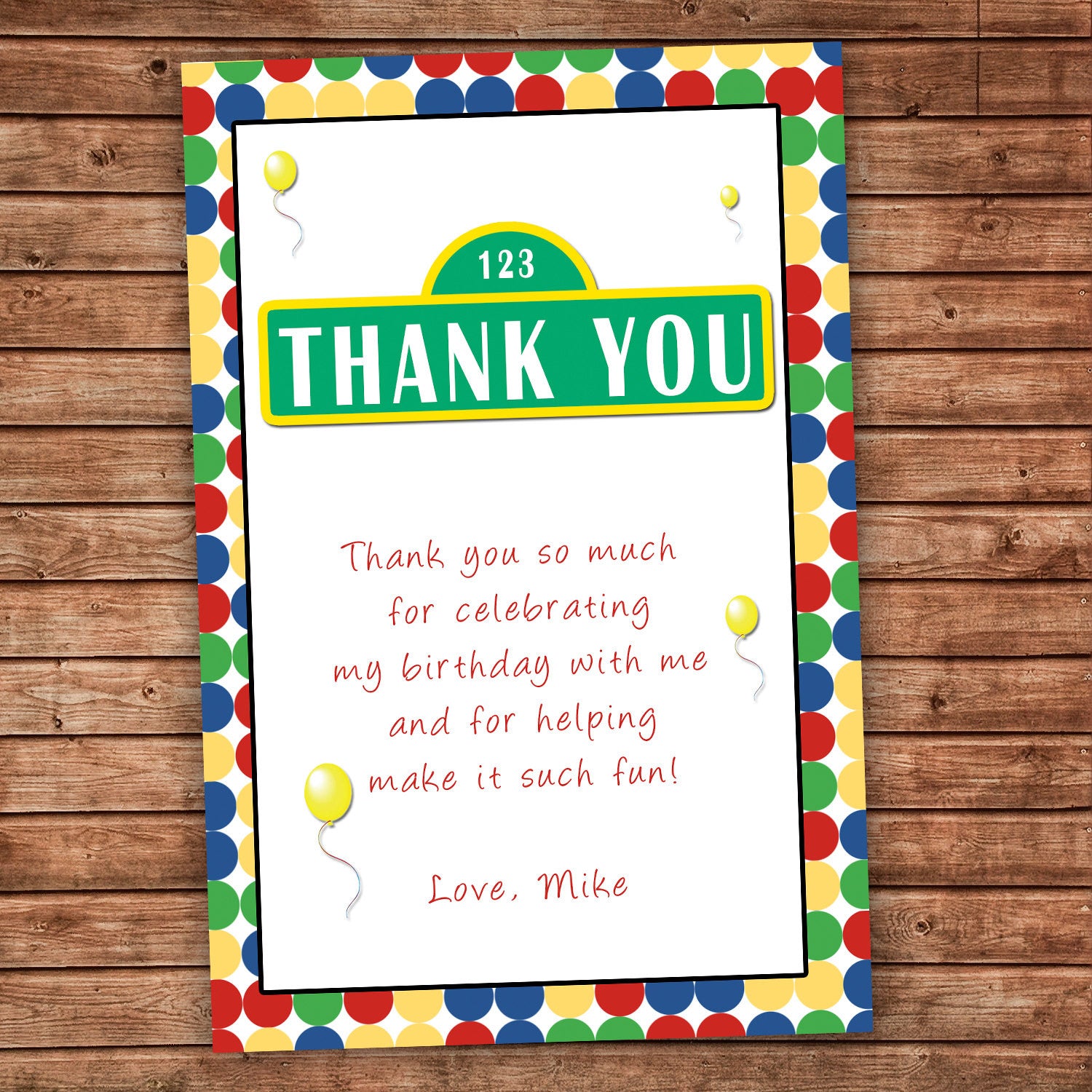 Polka Dots Thank You Card Birthday Baby Shower