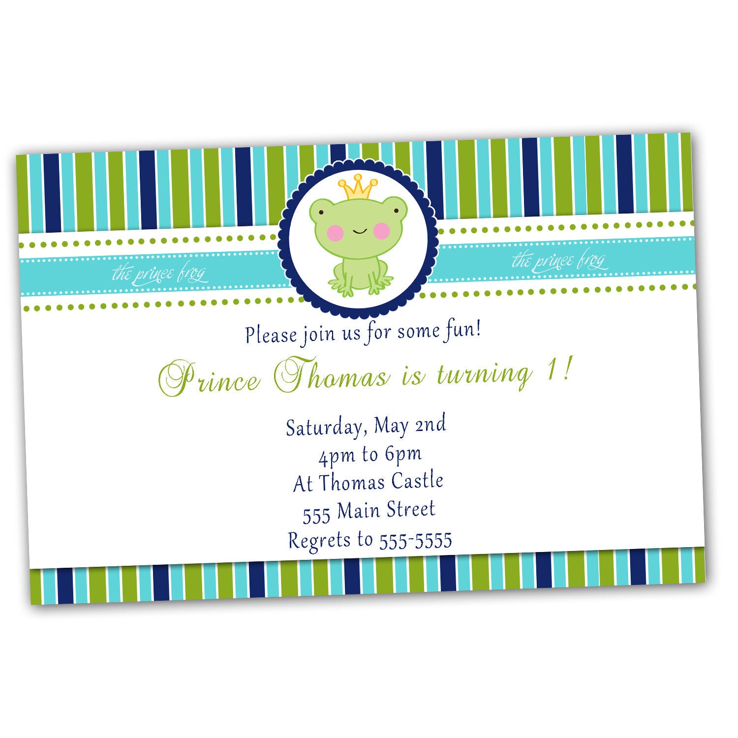 prince frog invitation boy birthday party