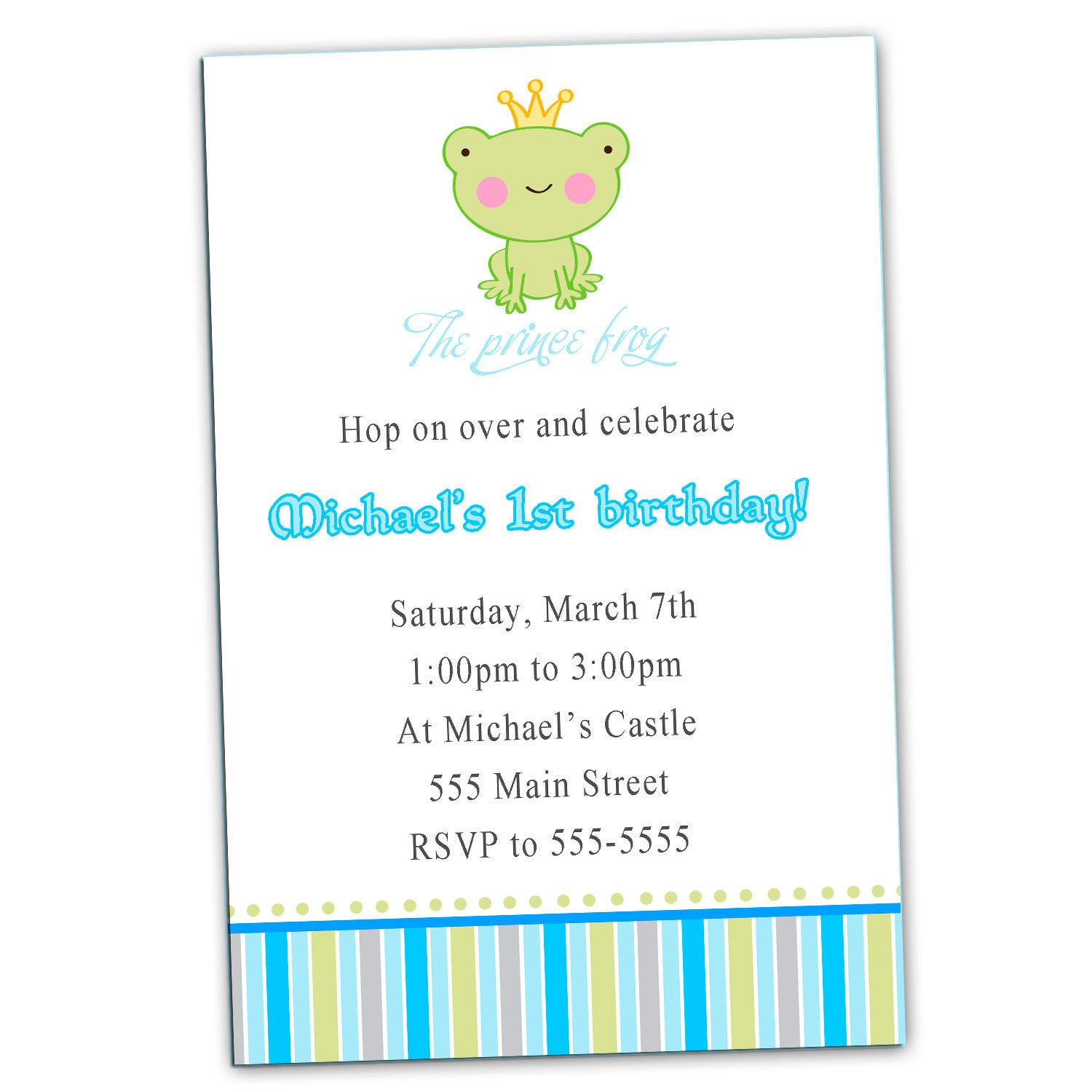 prince frog birthday invitation