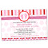 stripes hearts invitation baby shower pink red