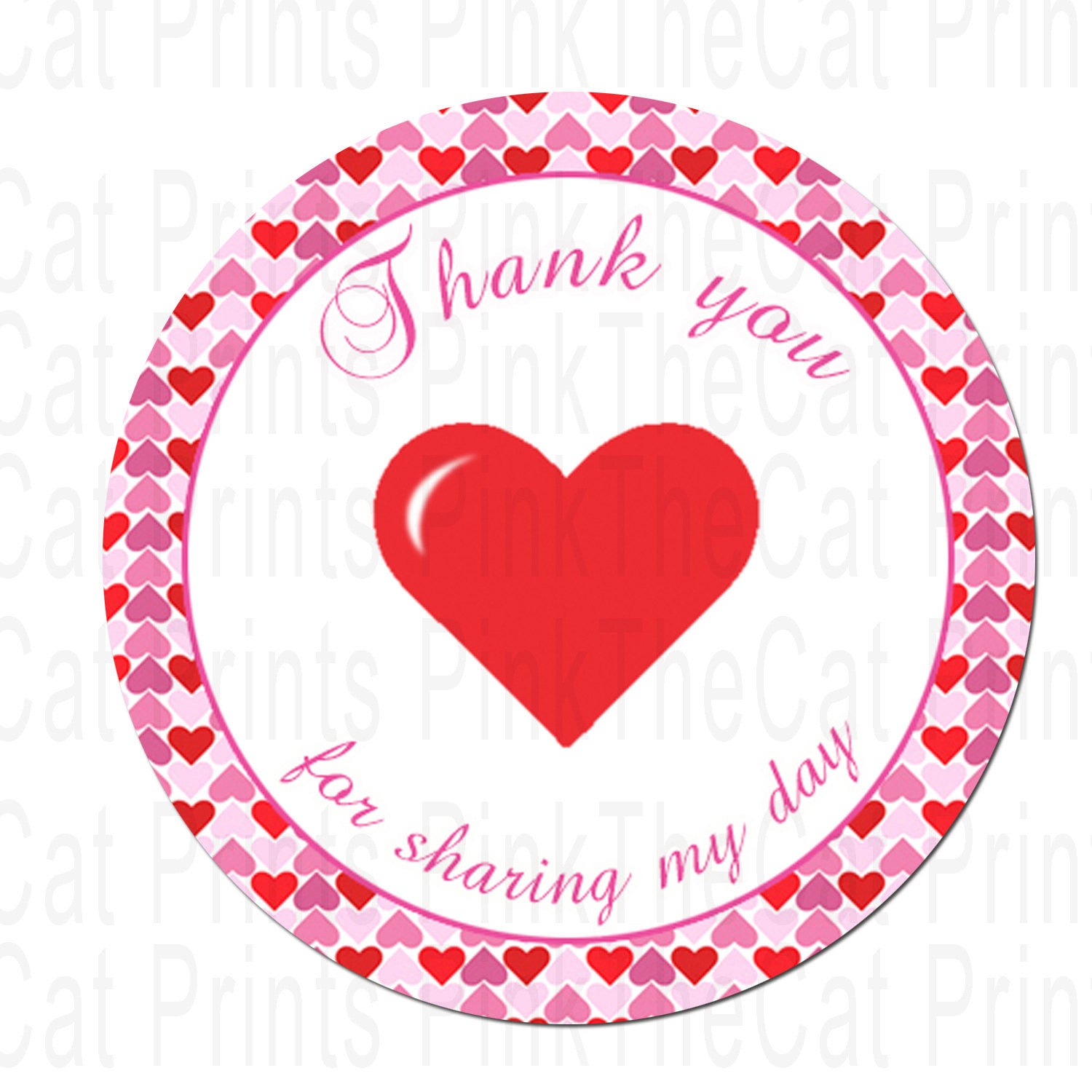 INSTANT DOWNLOAD Printable Valentines Inspired Party Thank You Tag - Girl Baby Shower Favors Birthday Party Favors Party Circle Stickers