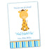 Kids Valentines Card - Lovely Giraffe Blue Stripes Boy Greeting Card Printable Personalized