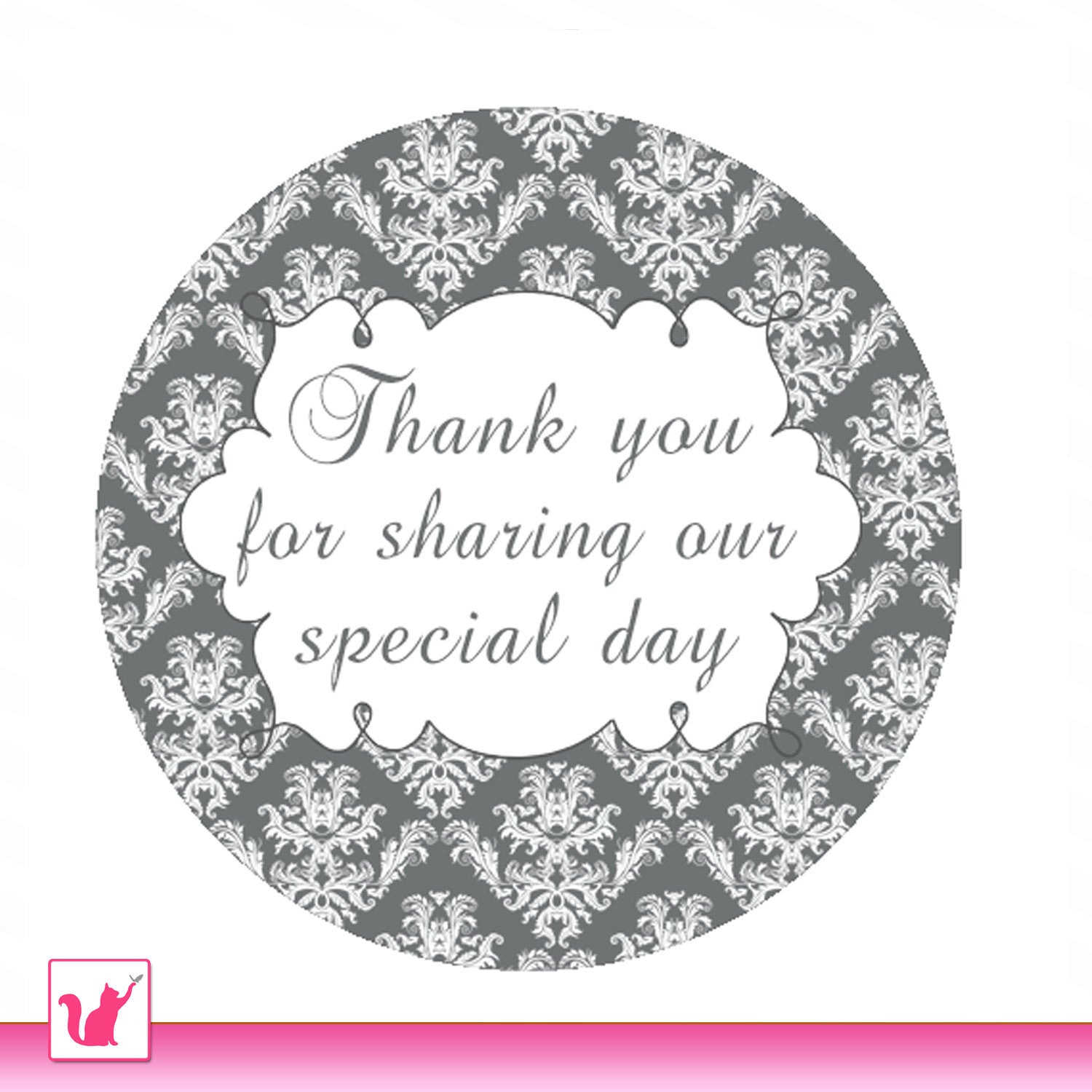 Damask Gift Favor Thank You Tag Label Sticker Bridal Shower Wedding