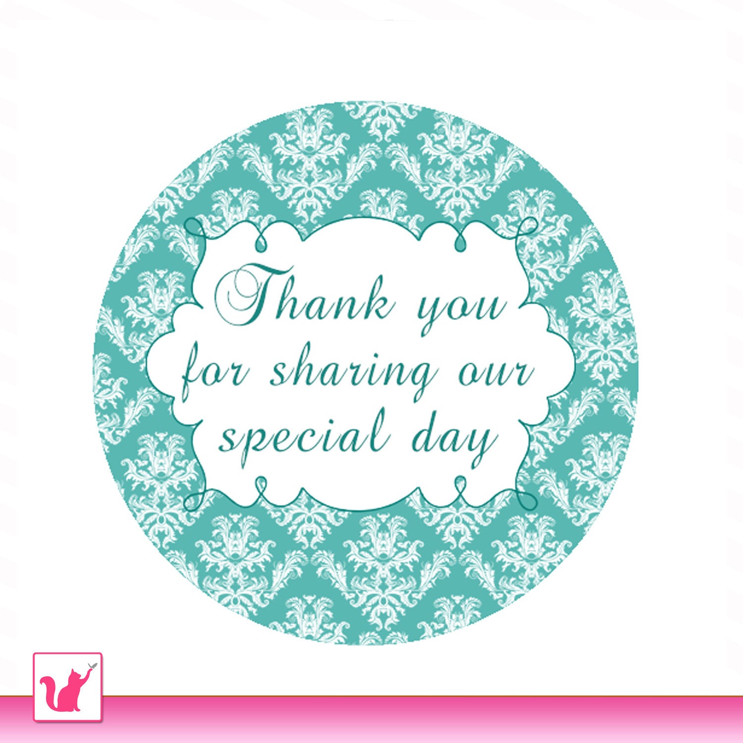 Damask Gift Favor Thank You Tag Label Sticker Bridal Shower Wedding