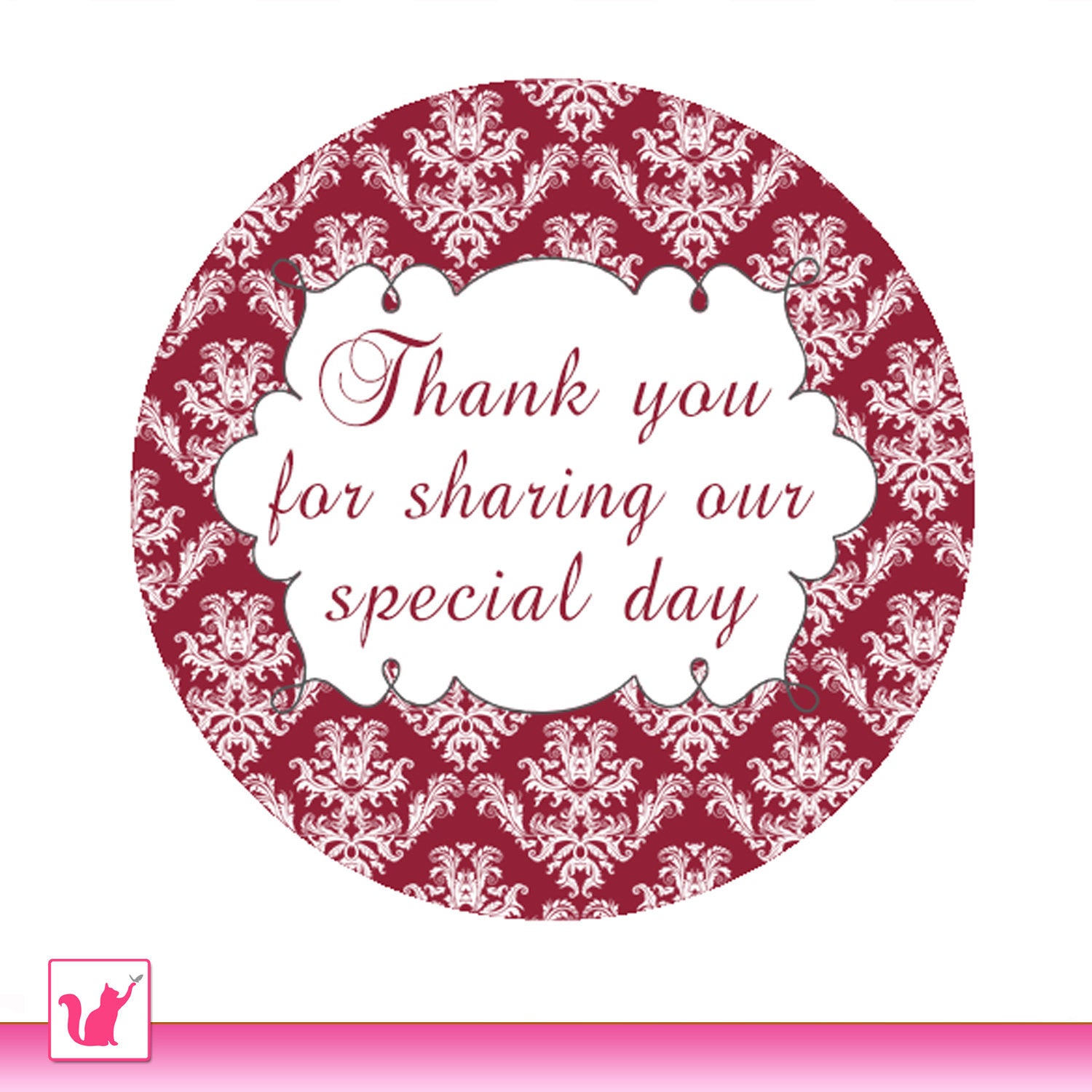 Damask Gift Favor Thank You Tag Label Sticker Bridal Shower Wedding